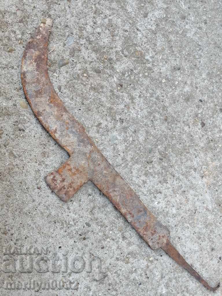 An old tool, an instrument, a hand forged cutter, a chopper, a machete with price 32.00 BGN | € 16.36 An old tool, an instrument, a hand forged cutter, a chopper, a machete with price 32.00 BGN | € 16.36