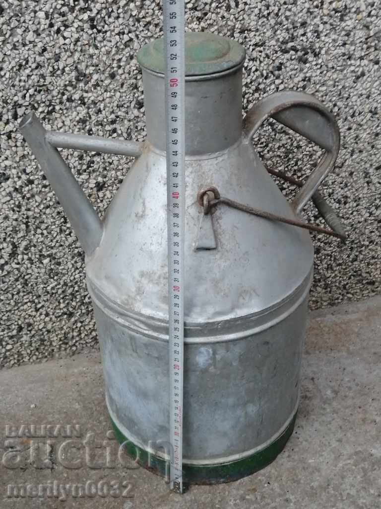 Old metal kettle WW2 galvanized tube for fuel bucket pot - 5 Old metal kettle WW2 galvanized tube for fuel bucket pot - 5