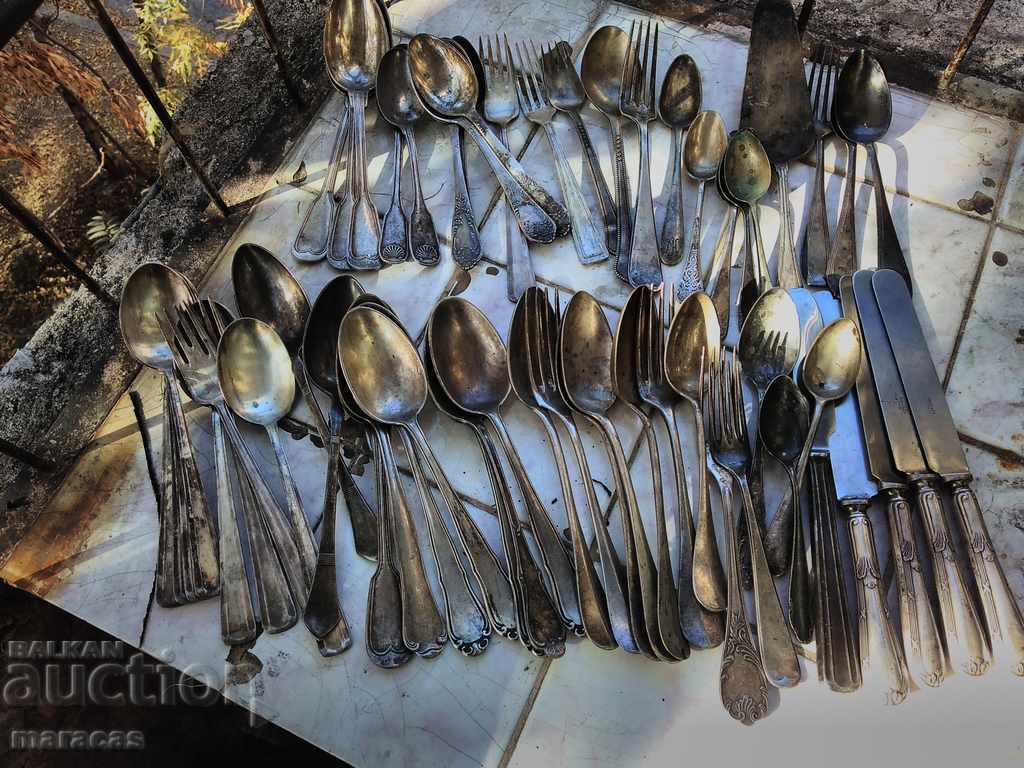 Silver-plated forks and spoons, various models