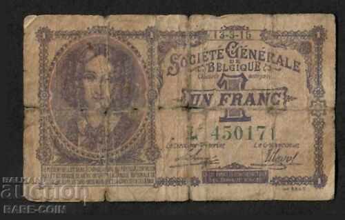RS (20) Belgia 1 Frank 13-3-15 1915 Rare