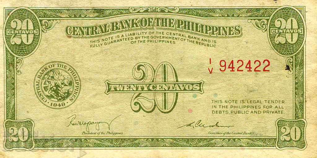 20 Centavos Φιλιππίνες 1949 P-130