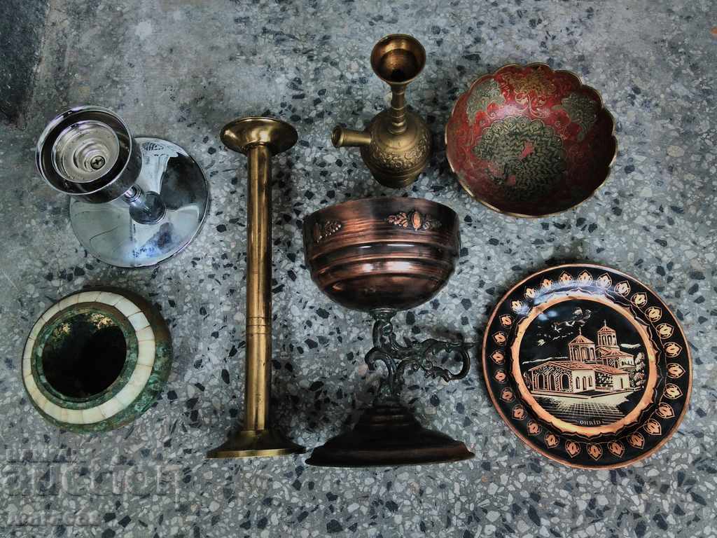Metal candlesticks and vesselspp