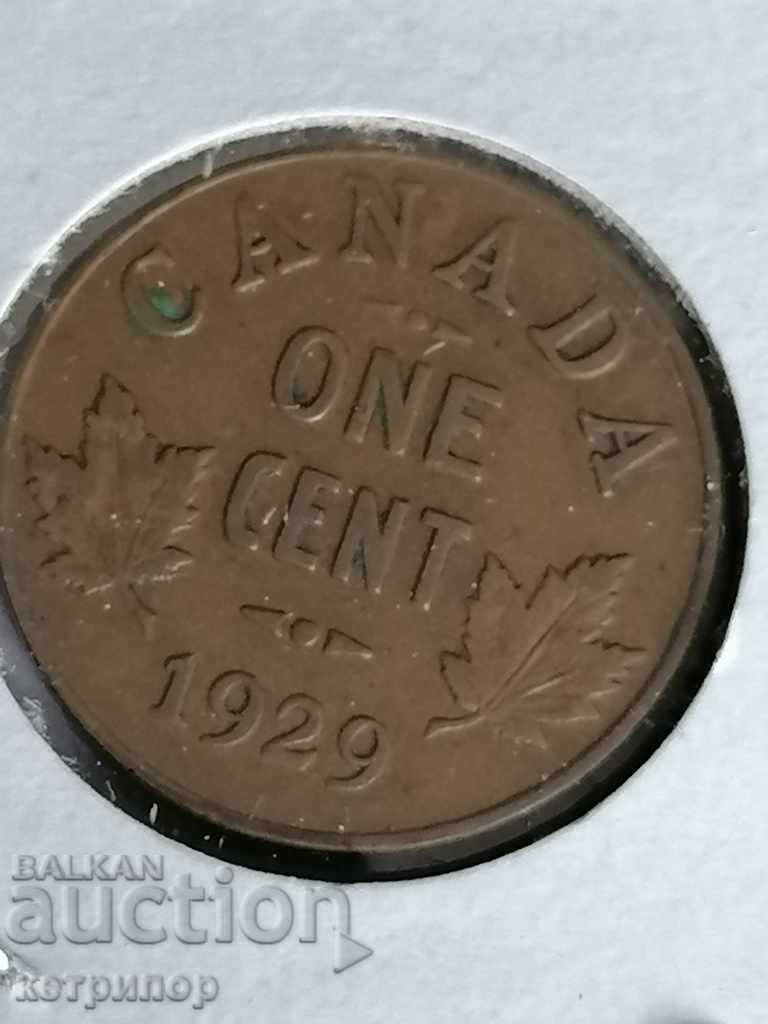 Canada 1 cent 1929 copper coin