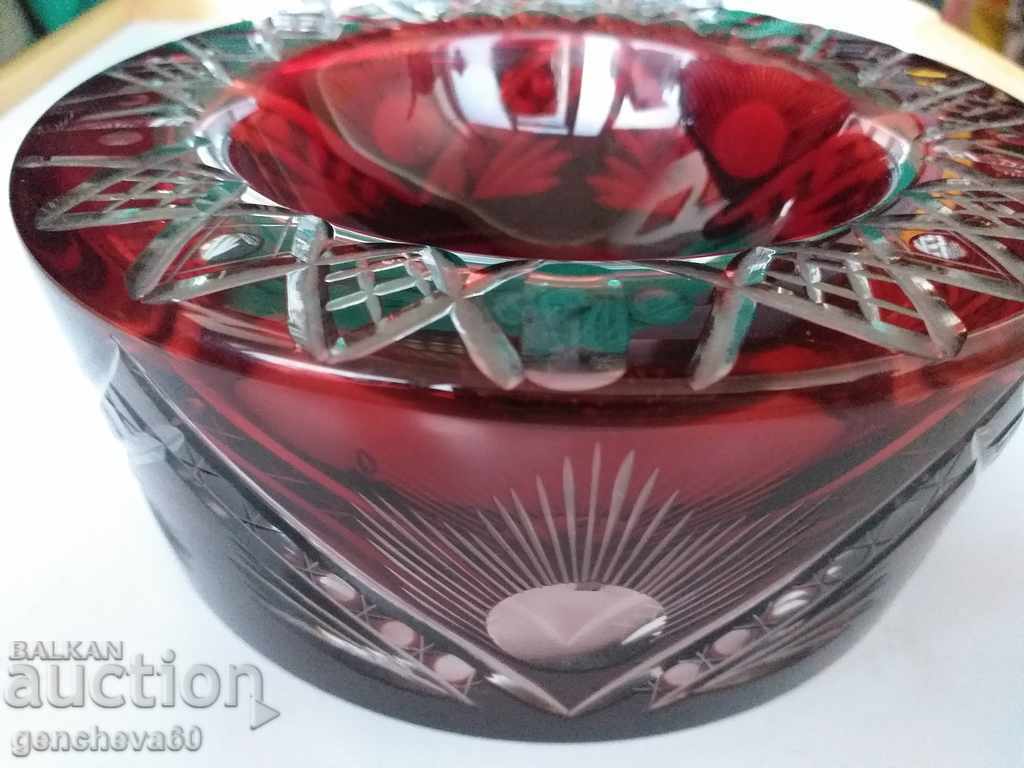Bohemian Glass Ashtray, Ruby Crystal with price 60.00 BGN | € 30.68