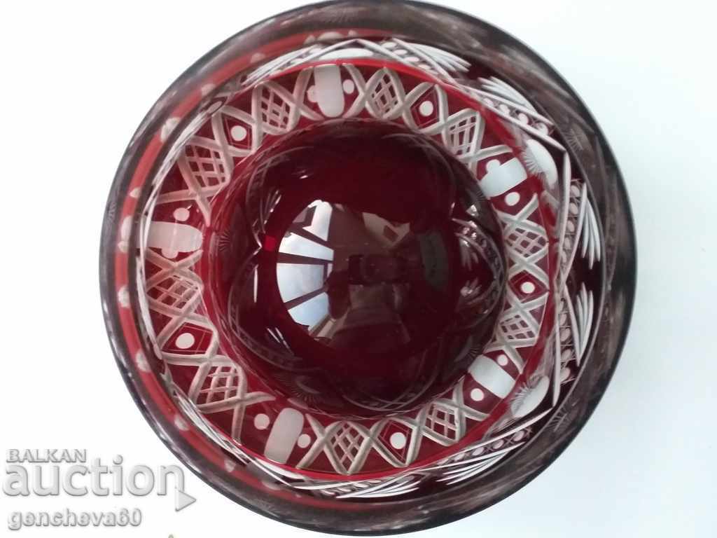 Delivery of Bohemian Glass Ashtray, Ruby Crystal