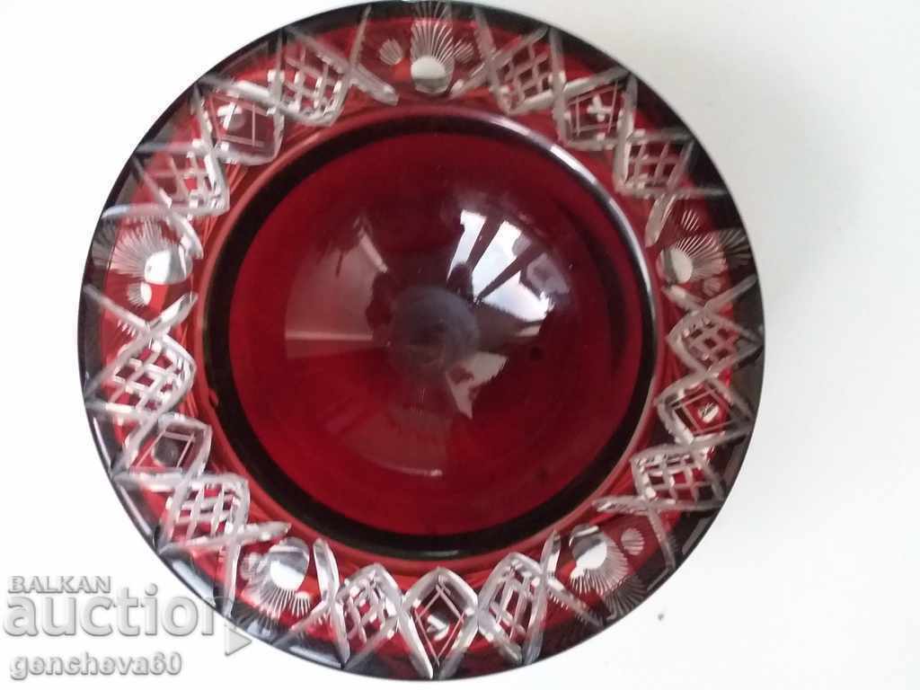 Așternut mare din sticlă boemă cristal rubiniu - 5