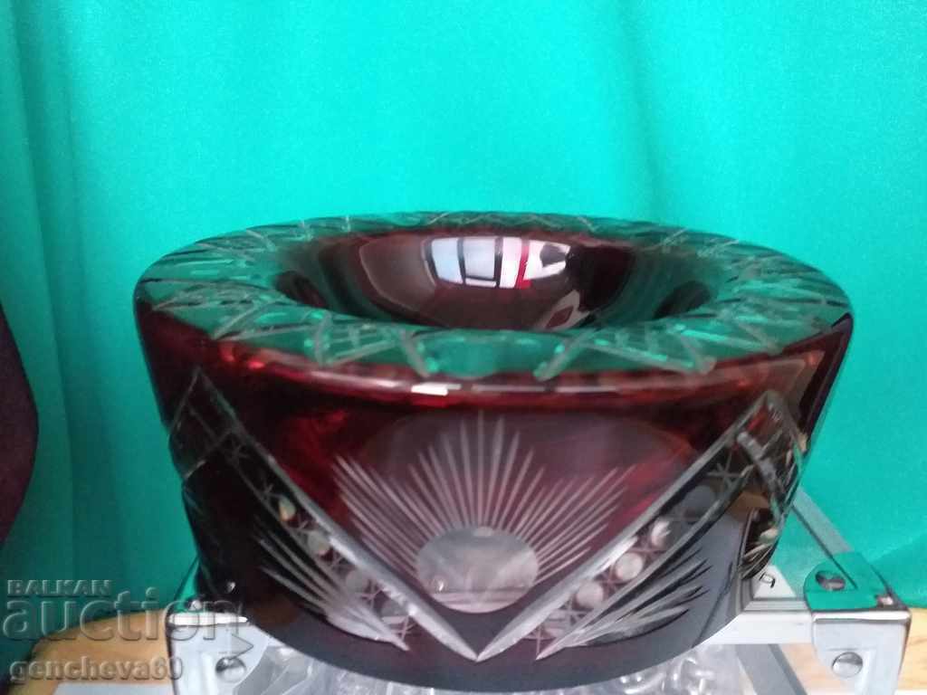 Bohemian Glass Ashtray, Ruby Crystal - 6