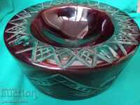 Large old ashtray red crystal