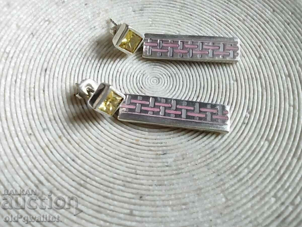 Beautiful sterling silver earrings, designer, studded with price 180.00 BGN | € 92.03 Beautiful sterling silver earrings, designer, studded with price 180.00 BGN | € 92.03