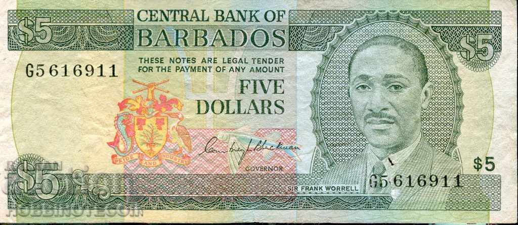 BARBADOS - 5 $ issue - 1973 BARBADOS - 5 $ issue - 1973