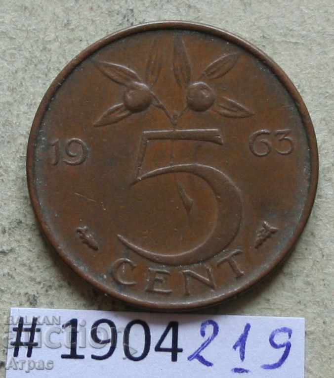 5 цента 1963 Холандия