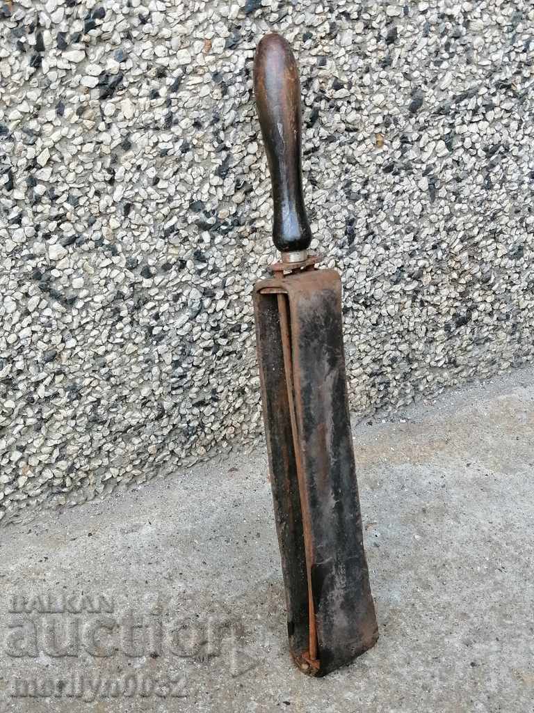 Antique barber's sharpener, belt, razor with price 49.00 BGN | € 25.05