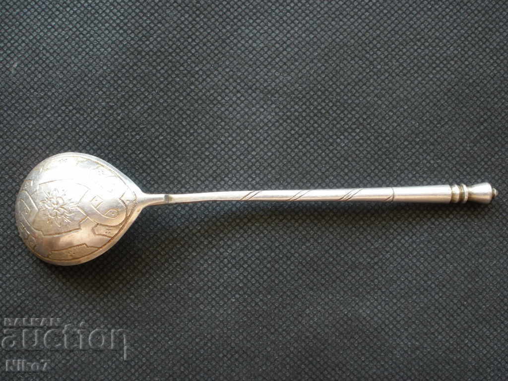 Russian, antique, noble silver feeding spoon with price 219.99 BGN | € 112.48 Russian, antique, noble silver feeding spoon with price 219.99 BGN | € 112.48