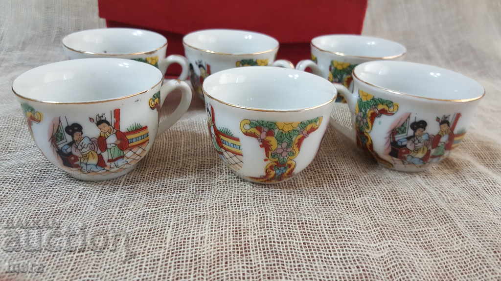 Set of Japanese porcelain cups for sake