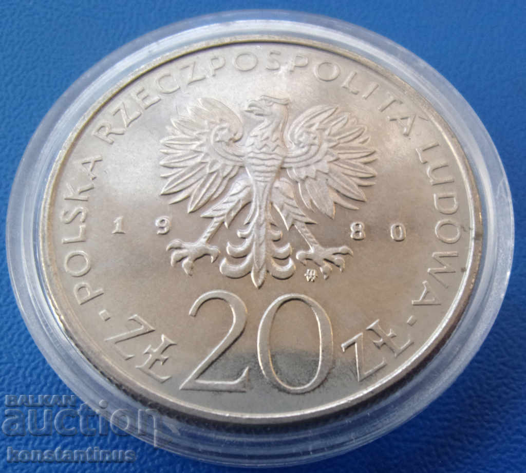 Polonia PROBA 20 Zloty 1980 UNC Foarte rar cu preț € 53.69 | 105.01 BGN