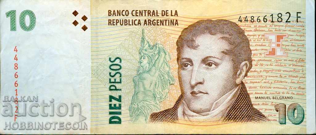 ARGENTINA 10 Pesos issue 2003 series F ARGENTINA 10 Pesos issue 2003 series F