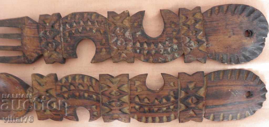 Livrarea furculiță și lingură veche de lemn