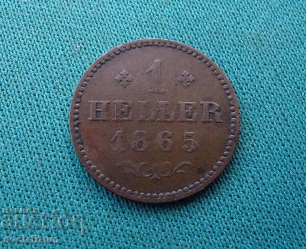 Germania Frankfurt 1 Heller 1865 cu preț € 5.11 | 9.99 BGN
