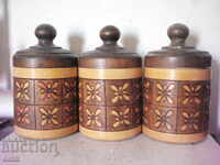 Old wooden container for spices - 3 pcs.