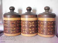 Old wooden container for spices - 3 pcs.