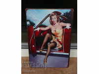 Metal Plate Car Convertible Chick With Yellow Dress Erotica Belt