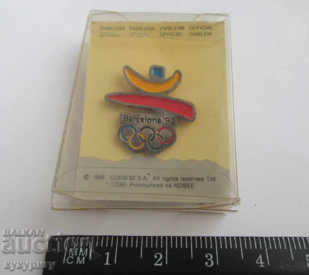 Olympic badge official badge of the 1992 Barcelona Olympics with price 45.00 BGN | € 23.01 Olympic badge official badge of the 1992 Barcelona Olympics with price 45.00 BGN | € 23.01