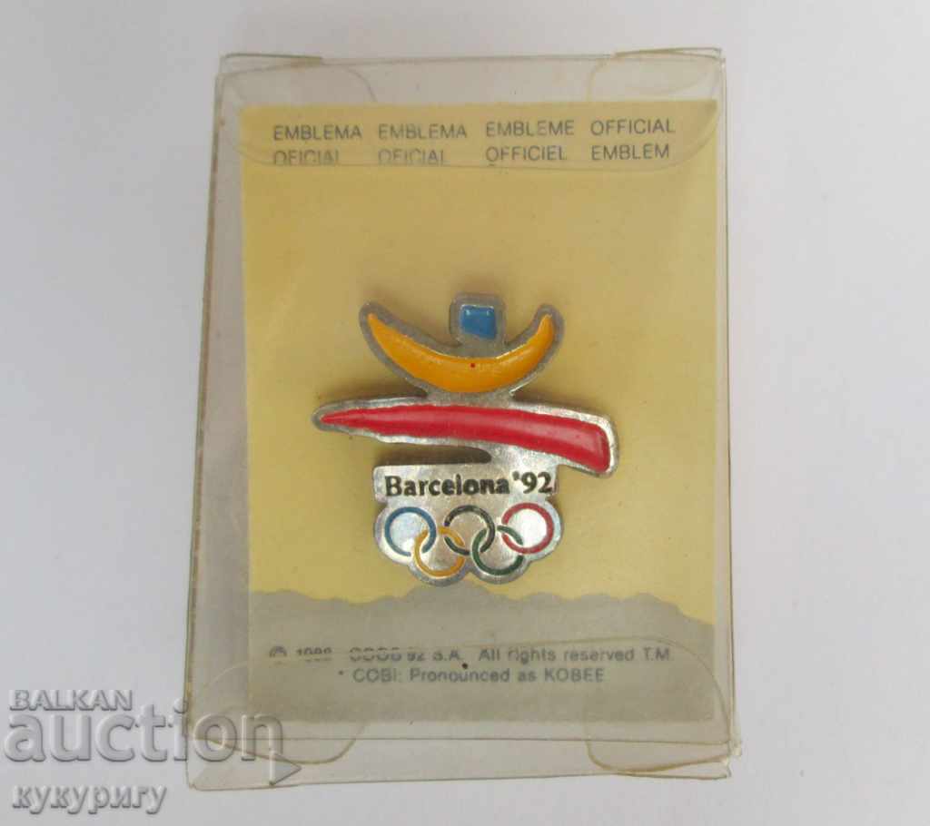 Insigna olimpică insigna oficială a Jocurilor Olimpice de la Barcelona din 1992