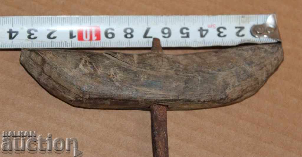 . OLD MEDITERRANEAN BATTERY MATKAP WOODEN TOOL ROG - 5