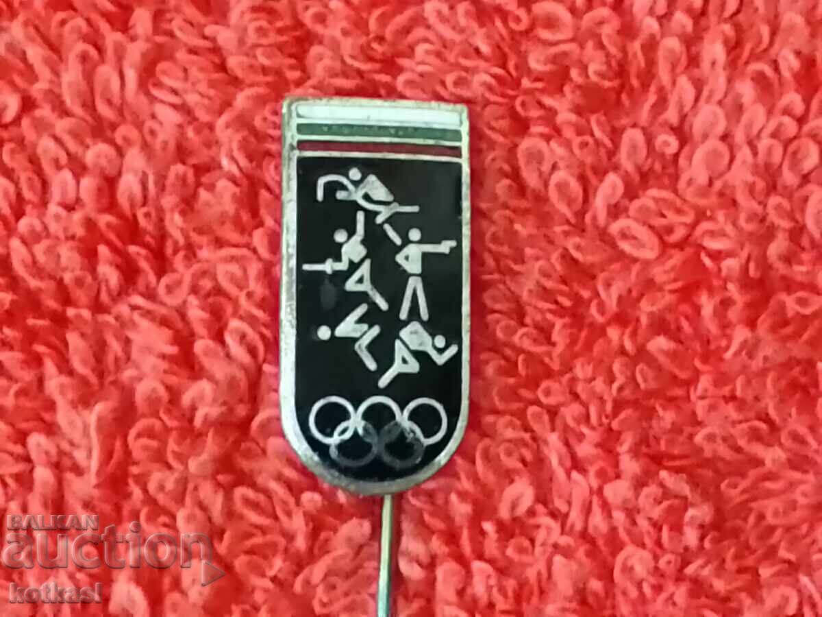 Old sports badge Pentathlon pin enamel OLYMPICS - 6
