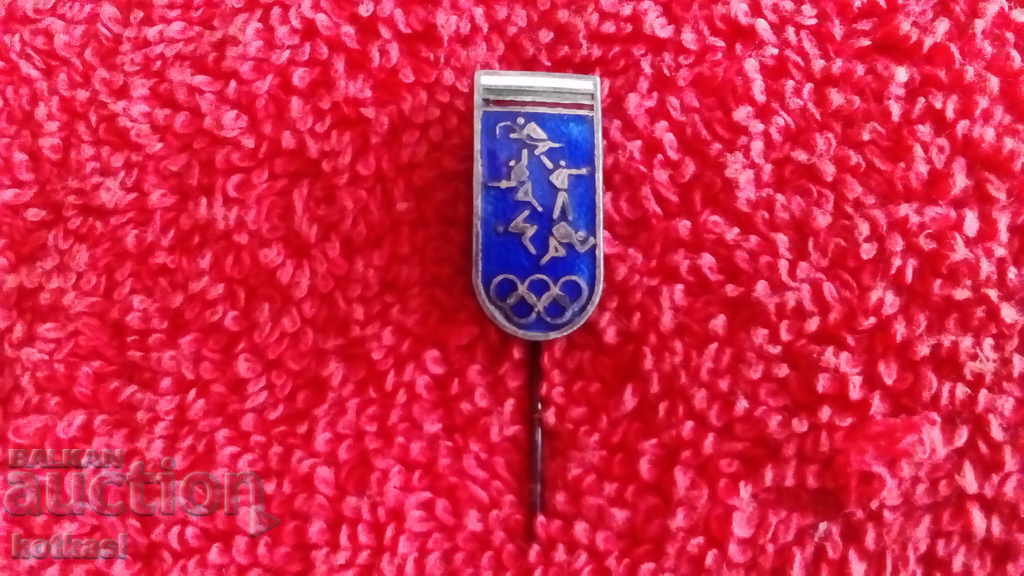 Auction  Old social sports badge Pentathlon pin enamel OLYMPICS