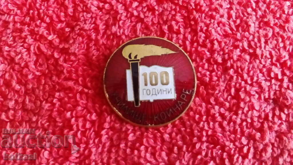 Delivery of Old social badge bronze enamel 100 years school KOYNARE