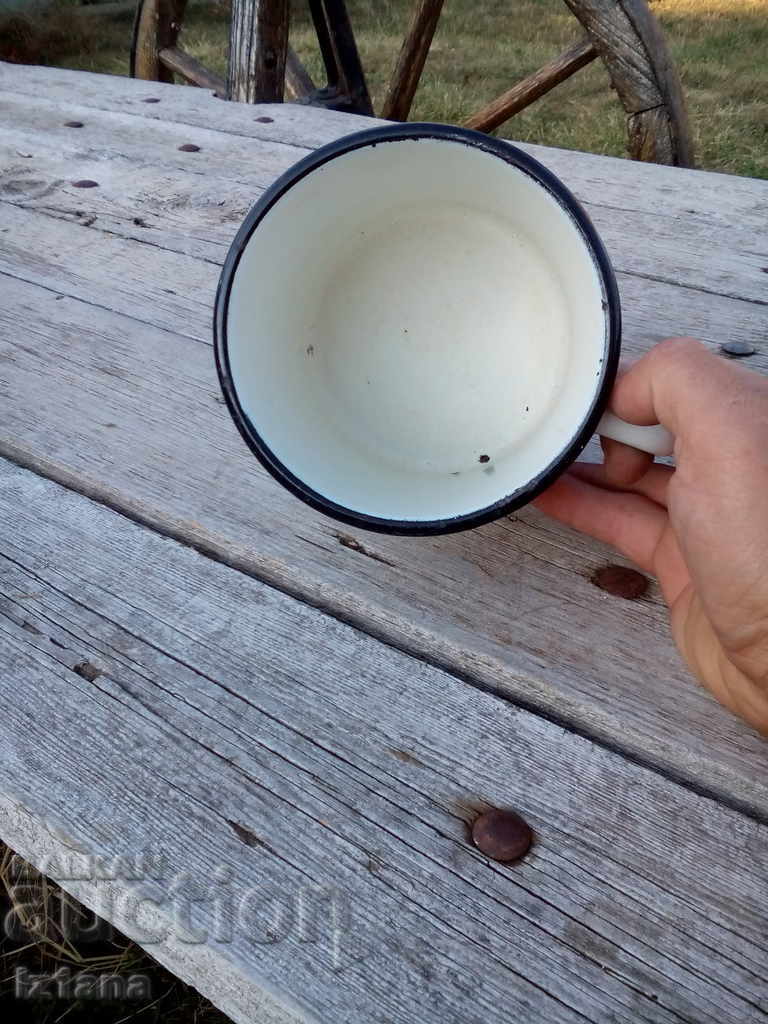 Old enameled jug, cup - 5