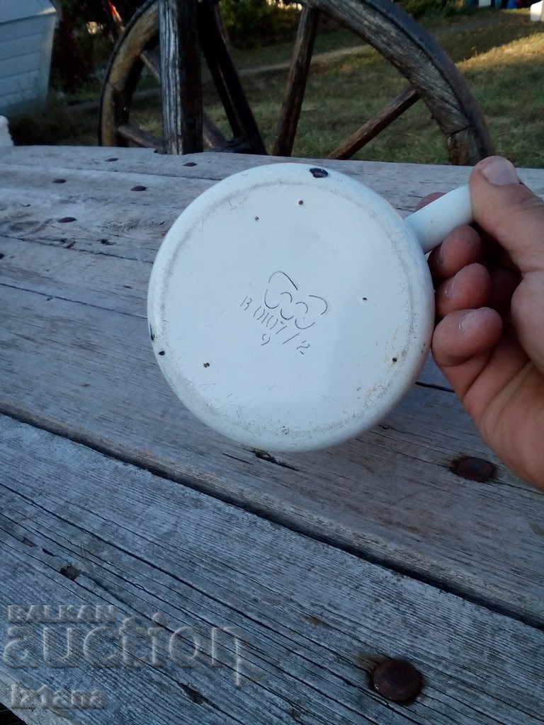 Old enameled jug, cup - 6