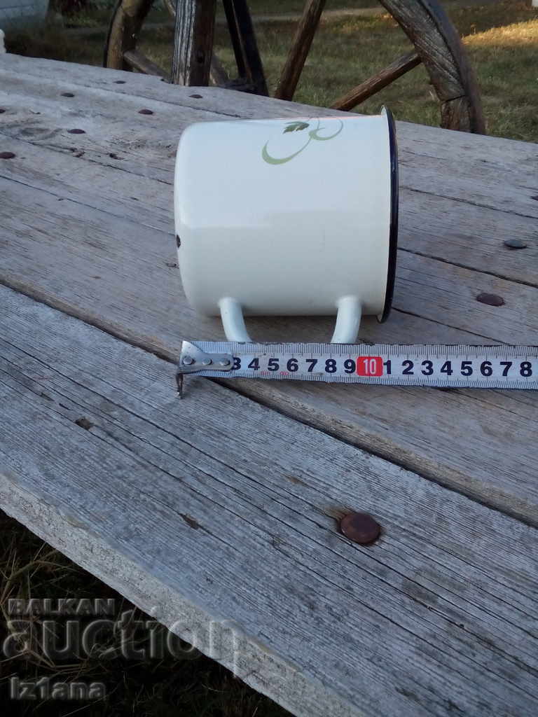 Old enameled jug, cup - 7