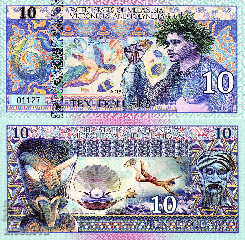 STATELE PACIFICE MELANESIA MICRONESIA & POLENESIA 10 Dolari F