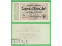 (¯`` • .¸ GERMANY (D.Reichsbahn) 100 million marks 1923 UNC