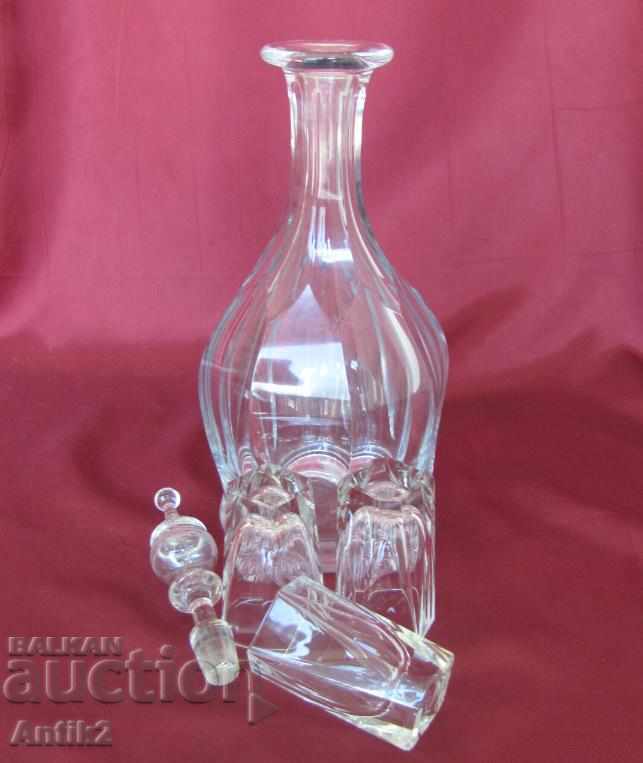 Auction 30s Art Deco Crystal Garaf with Cups Auction 30s Art Deco Crystal Garaf with Cups