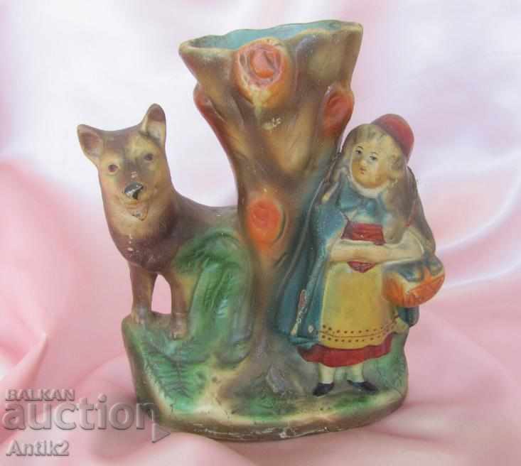 20 Ceramic Figure- The Red Hat and the Wolf