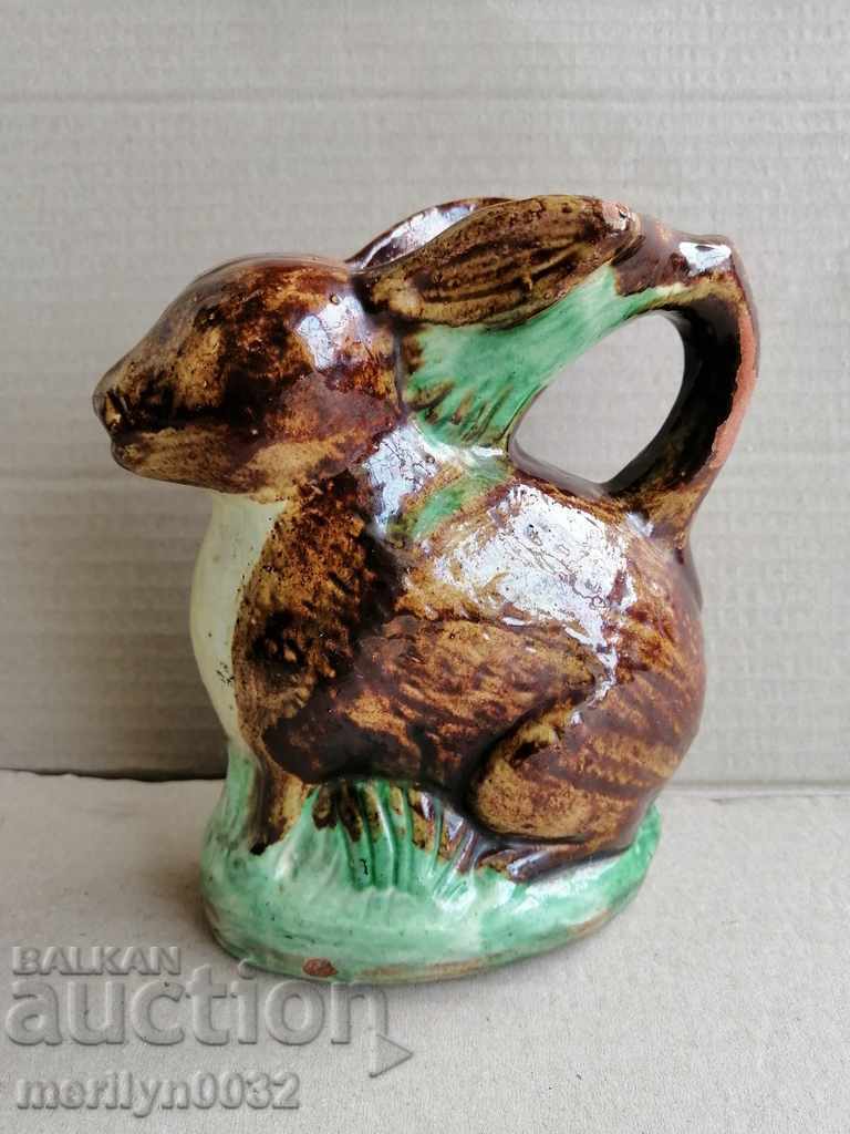 Glazed Trojan hare jar, ceramic, vase, chalice