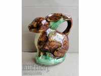 Glazed Trojan hare jar, ceramic, vase, chalice