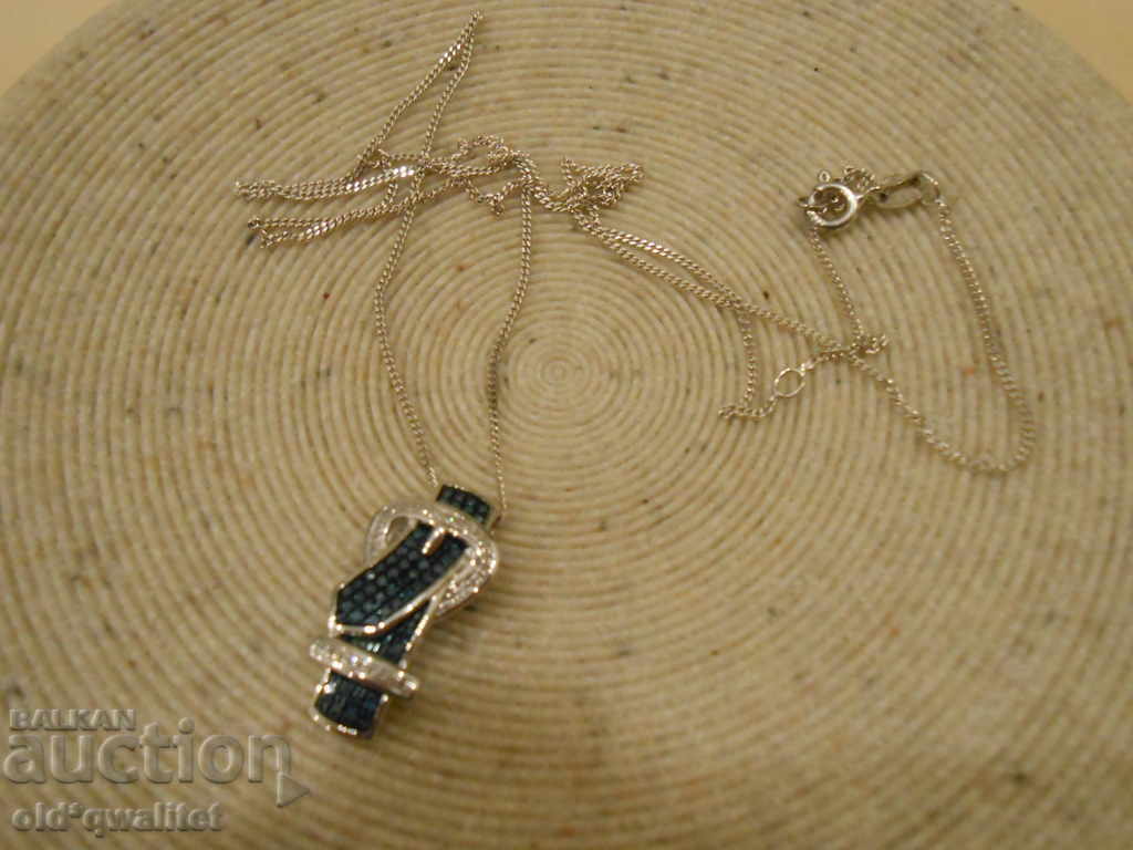 Silver medallion necklace with Diamonds - blue and white with price 500.00 BGN | € 255.65 Silver medallion necklace with Diamonds - blue and white with price 500.00 BGN | € 255.65