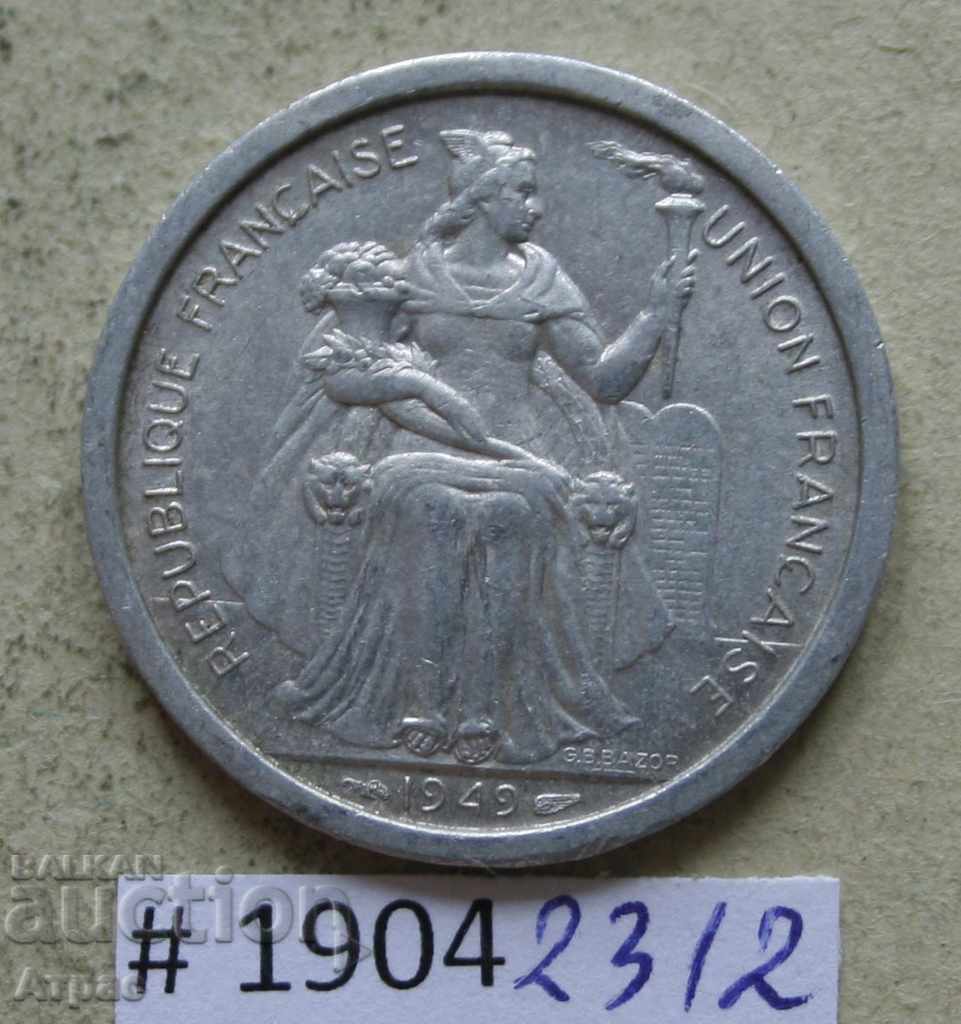 2 franci 1949 Noua Caledonie cu preț € 3.02 | 5.91 BGN