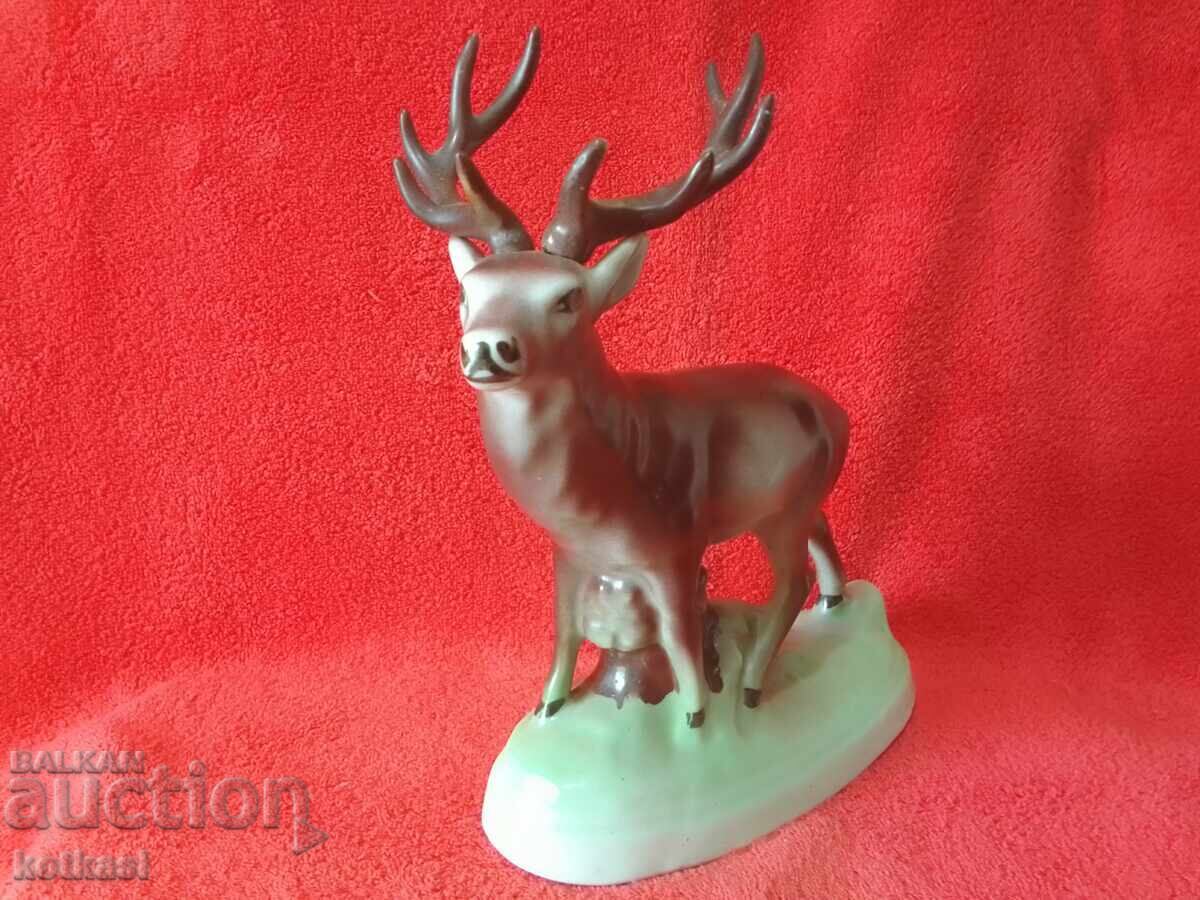 Old large Bulgarian social porcelain figure Deer with horns with price 455.00 BGN | € 232.64 Old large Bulgarian social porcelain figure Deer with horns with price 455.00 BGN | € 232.64