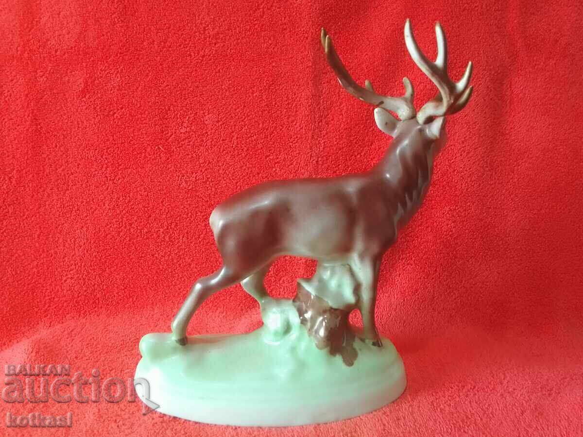 Old large Bulgarian social porcelain figure Deer with horns - 5 Old large Bulgarian social porcelain figure Deer with horns - 5