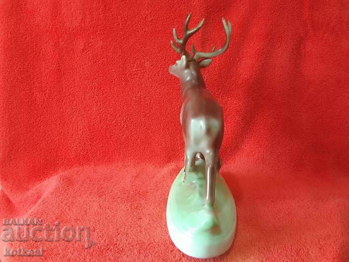 Old large Bulgarian social porcelain figure Deer with horns - 6 Old large Bulgarian social porcelain figure Deer with horns - 6