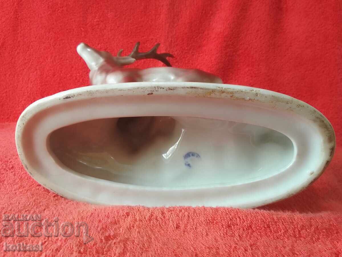 Old large Bulgarian social porcelain figure Deer with horns - 7 Old large Bulgarian social porcelain figure Deer with horns - 7
