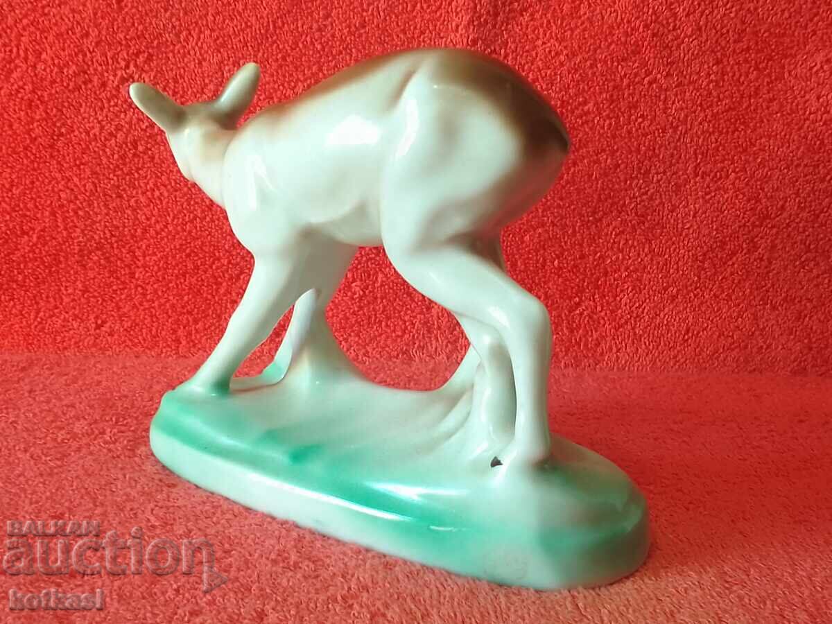 Old Bulgarian porcelain figure Roe Deer Doe - 5