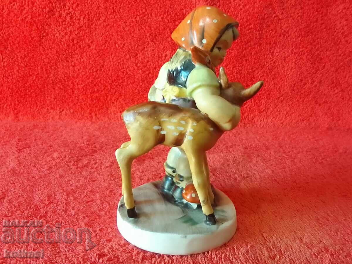 Auction Old Porcelain Girl Fawn Germany Hand Painted Marked Auction Old Porcelain Girl Fawn Germany Hand Painted Marked