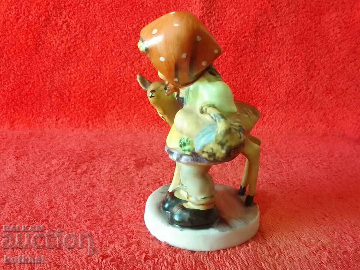 Old Porcelain Girl Fawn Germany Hand Painted Marked - 5 Old Porcelain Girl Fawn Germany Hand Painted Marked - 5