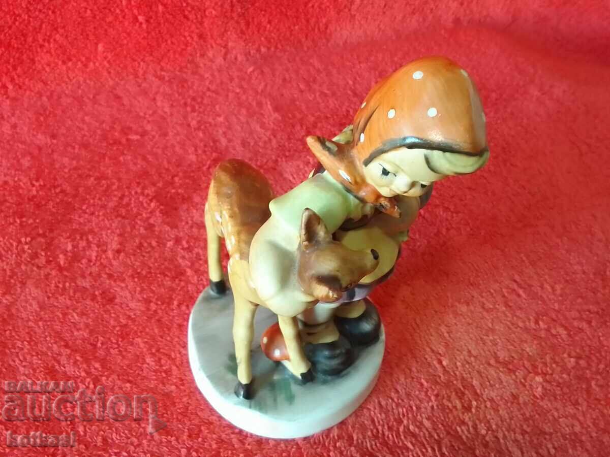 Old Porcelain Girl Fawn Germany Hand Painted Marked - 6 Old Porcelain Girl Fawn Germany Hand Painted Marked - 6